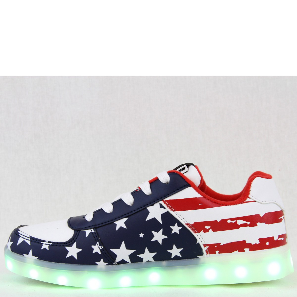 Women Sneaker Lightweight 7 Mode LED Up Tennis Shoes USA Flag