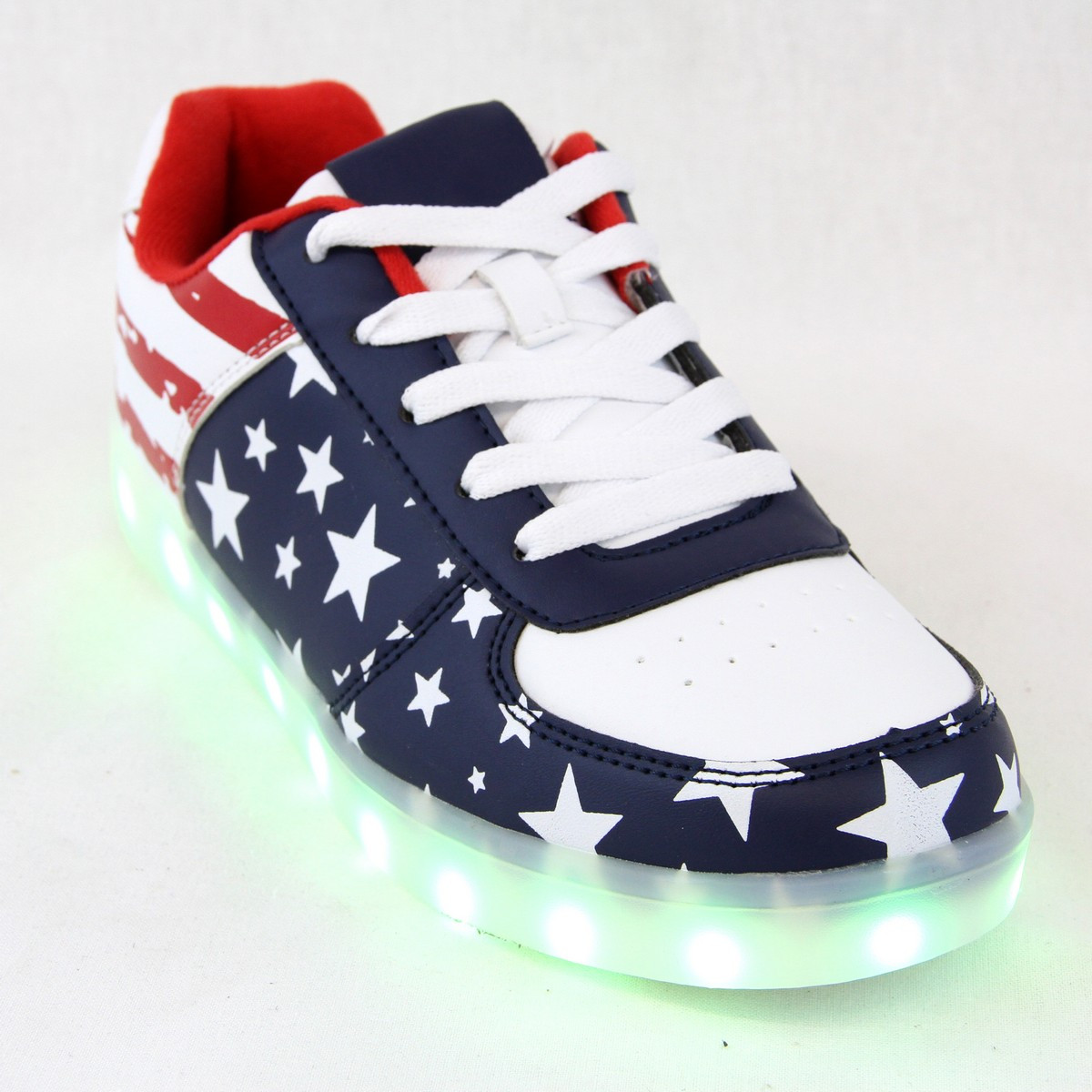 Issue Disappointed translate Women Sneaker Lightweight 7 Mode LED Light Up Tennis Shoes USA Flag