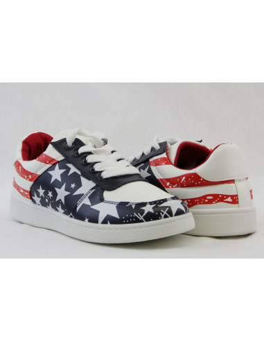 nkfbx Memorial Day American Flag Casual Flat Trainers for Women Walking