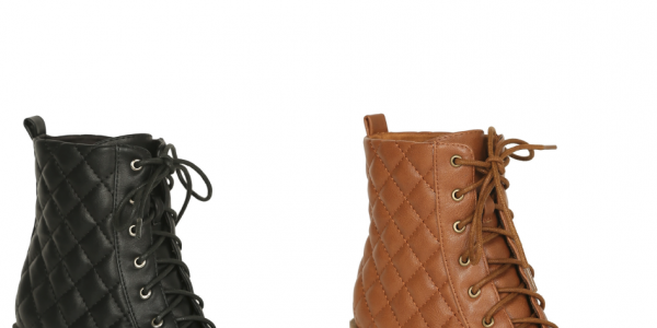 Women Booties Mid Heels Lace Up Detail With Quilted Upper 