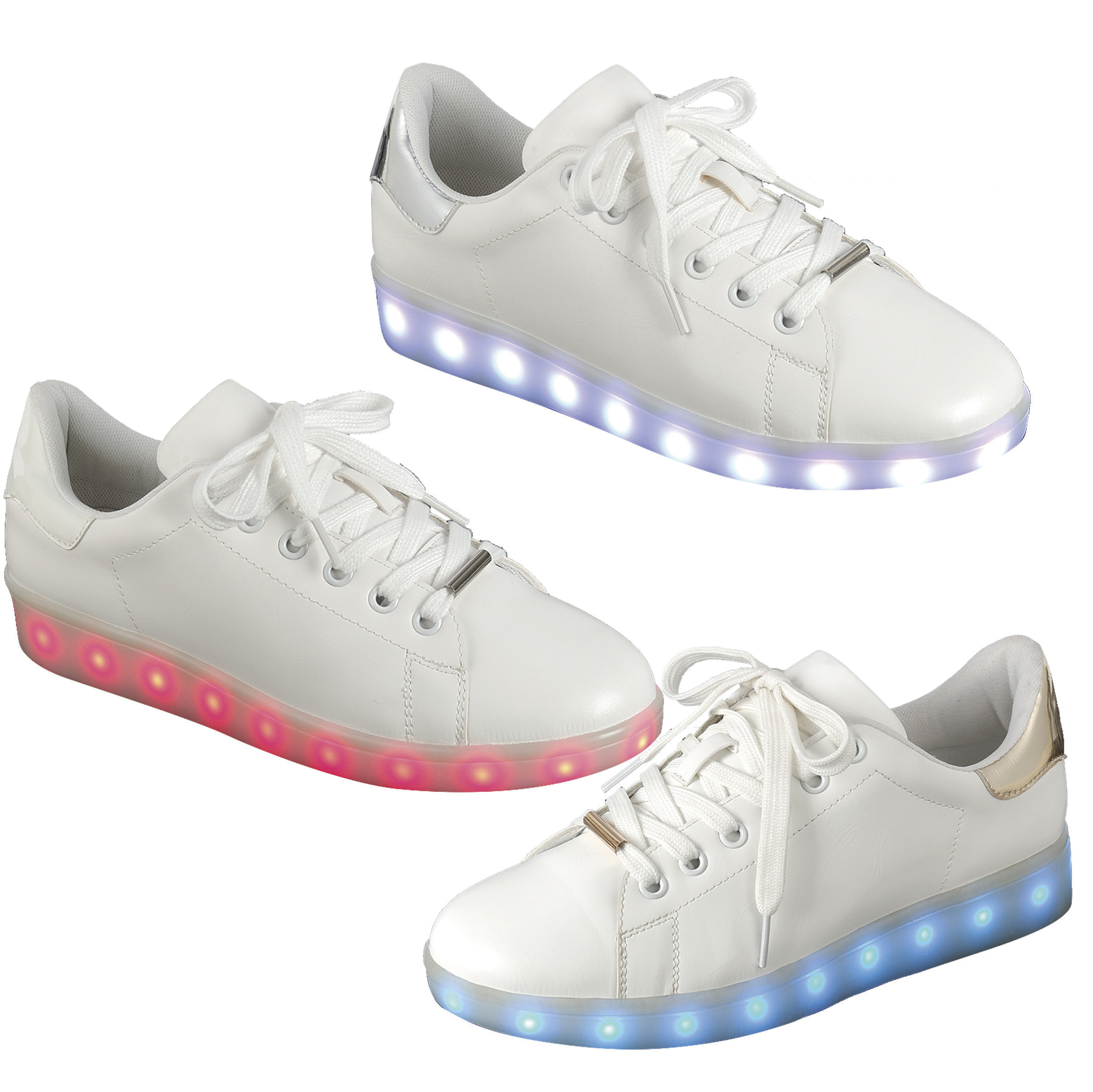 Women Shiny Back LED Low Top Sneakers
