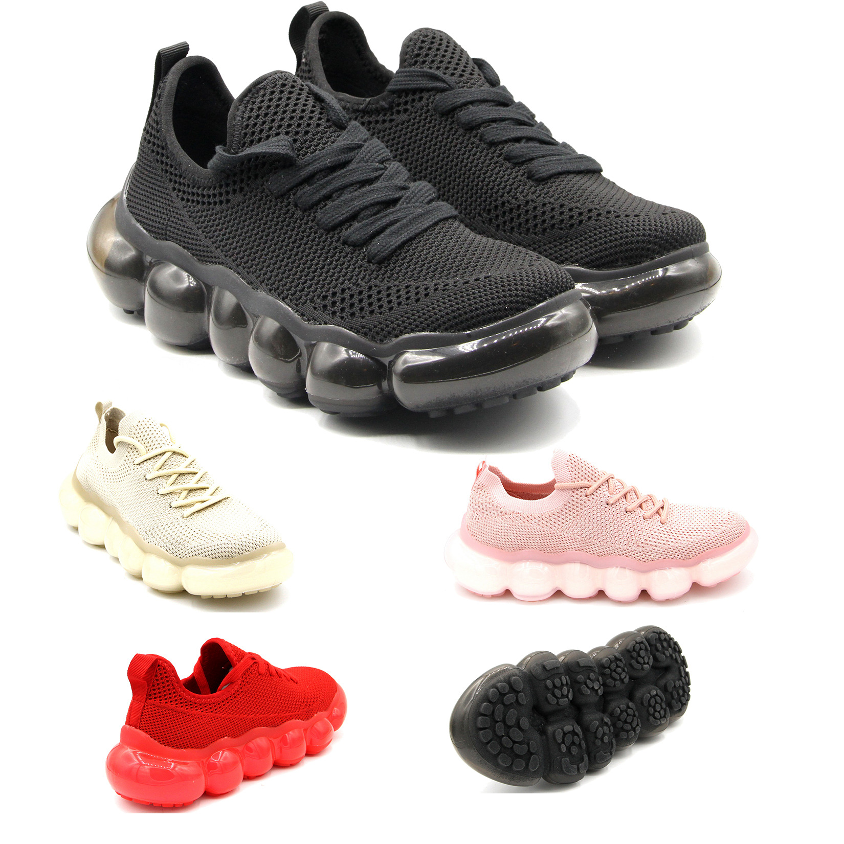 Women Cute Stylish Bubble Sole Sneakers Light Weight Lace Up Shoes